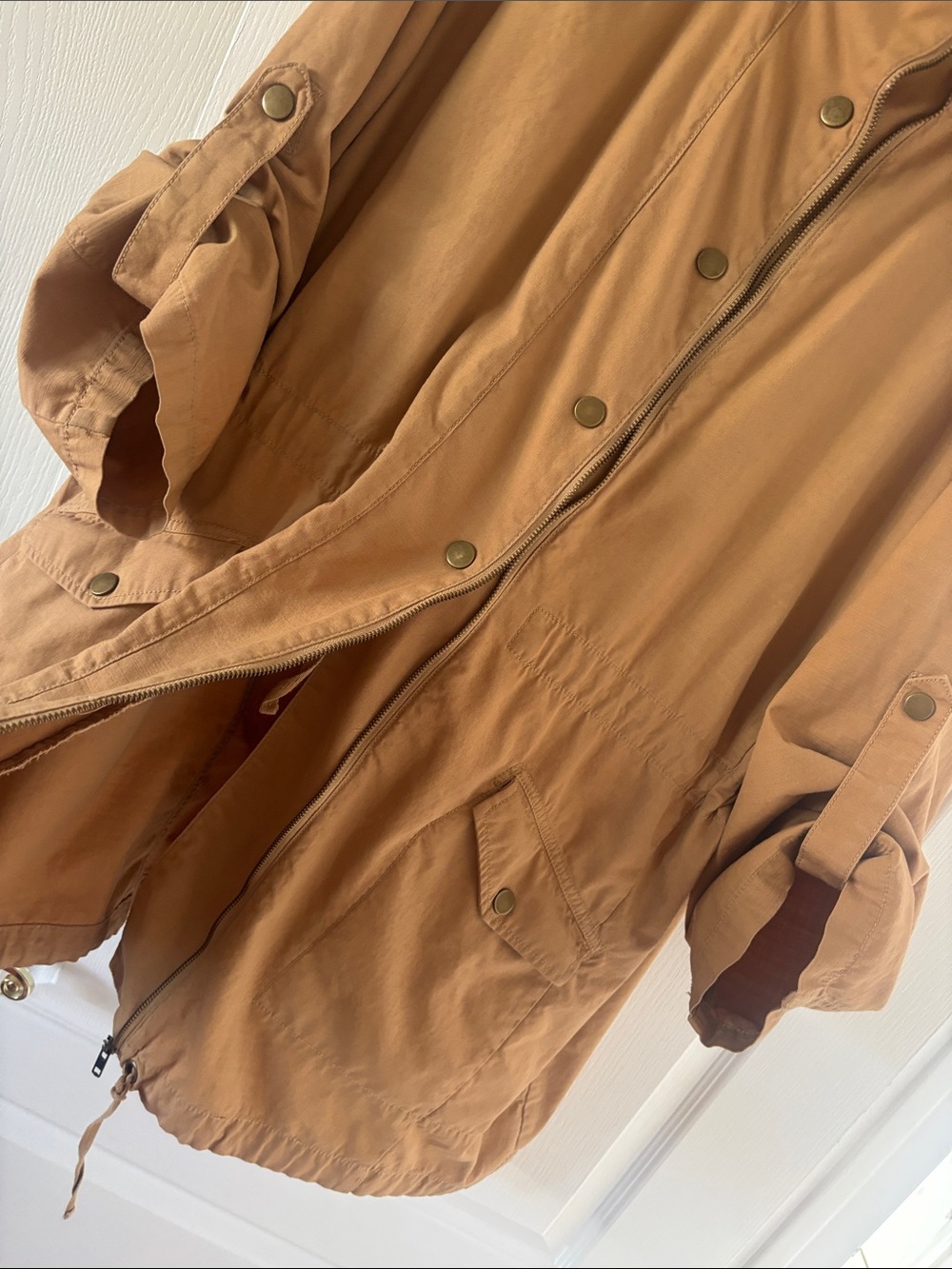 Vintage Lane Bryant Twill Funnel Neck Camel Utility Anorak Coat SZ (26-28W) - Picture 15 of 16